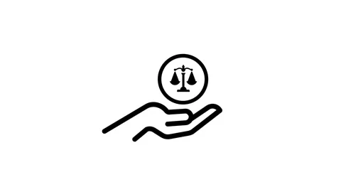 Open hand holding scale of justice icon in a circle motion graphic. Stock-Footage 337443826