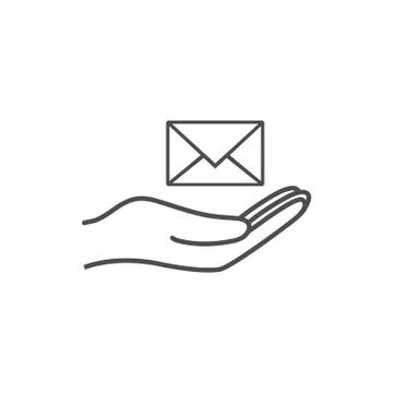 Open hand icon with message icon. Vector illustration. Flat design. Stock Illustration