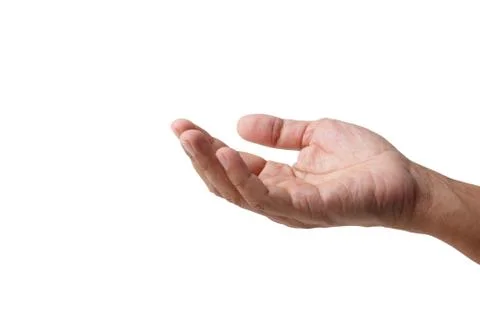 Open hand man isolated on white background Stock Photos