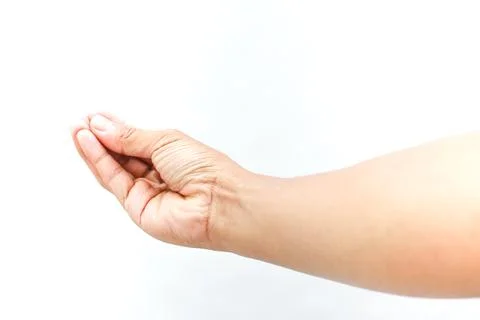 Open Hand Ready to Receive on Isolated White Background in Studio Light Stock Photos