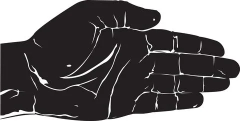 Open Hand Silhouette, Offering Support or Receiving Illustration