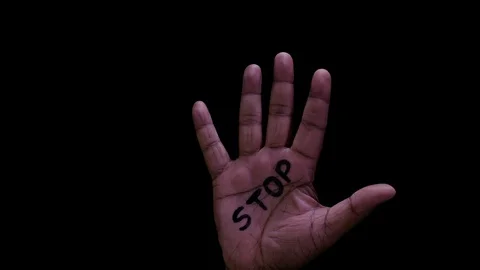 Open Hand Stop Video stock 128834377