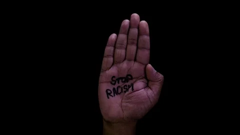 Open Hand Stop Racism Video stock 128832416