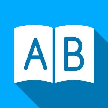 Open Handbook Flat Long Shadow Square Icon 库存插图