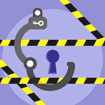 Open handcuffs in front of keyhole vector illustration 스톡 일러스트