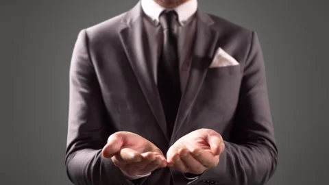 Open Hands Business Man Concept Gesture, Giving Palm Hands Stock Footage 293174312