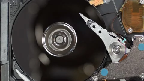 Open Hard Disk Drive HDD reading data, interior of computer Stock Footage 130247995