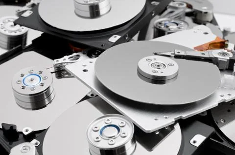 Open hard drives in bulk Stock Photos