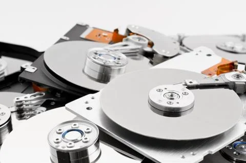 Open hard drives in bulk Stock Photos