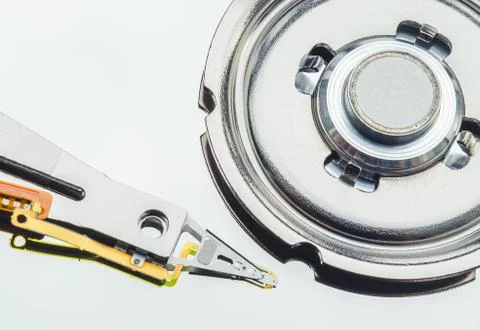 Open Harddisk cover and hard drives - hard disk drive is the storage of digit Stock Photos