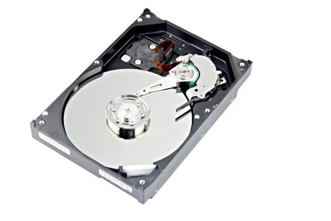 Open harddisk on white background. Stock Photos