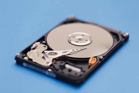 Open HDD on a blue background Stockfoto's