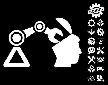 Open Head Surgery Manipulator Vector Icon with Tools Bonus Stock Illustration