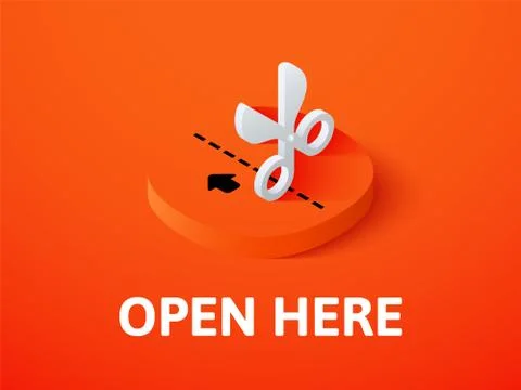 Open here isometric icon, isolated on color background Stock Illustration