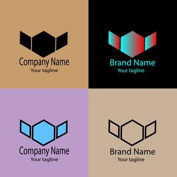 Open Hex Panel logo design Stock Illustration