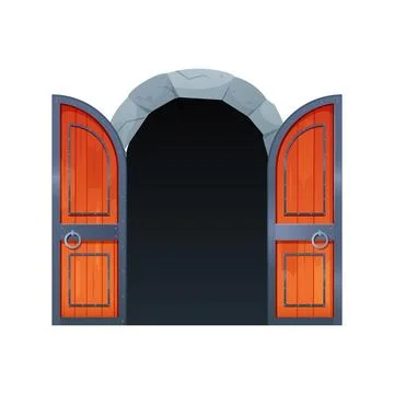 Open historic gate to the castle Illustration