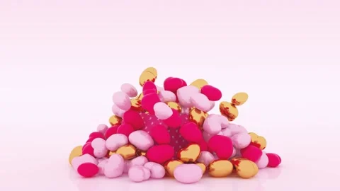 Open holiday gift box with flow red hearts. Valentines Day Stock Footage 164065967