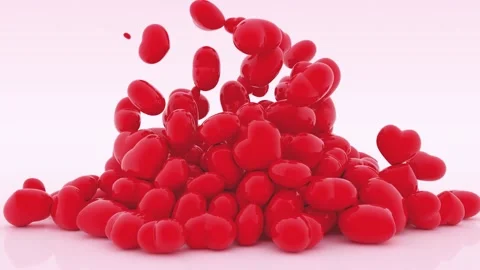 Open holiday gift box with flow red hearts. Valentines Day Stock Footage 164065996