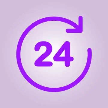 Open hours a day icon. Illustrazione stock