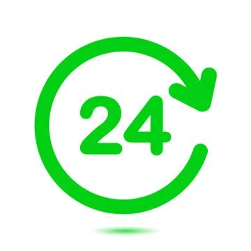 Open hours a day icon. Stock Illustration