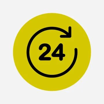 Open hours a day icon. Stock Illustration