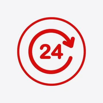 Open hours a day icon. Stock Illustration