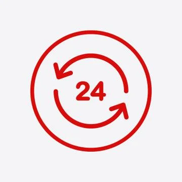 Open hours a day icon. Stock Illustration