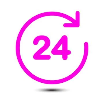 Open hours a day icon. Illustrazione stock