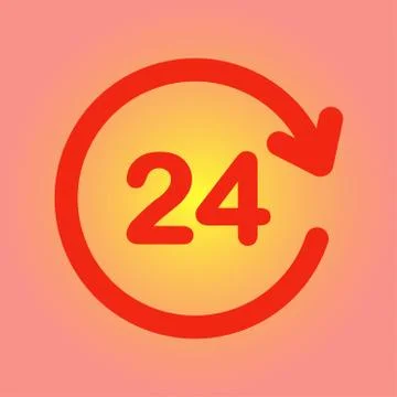 Open hours a day icon. Stock Illustration