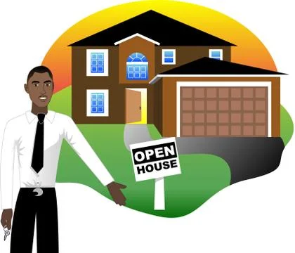 Open House with Agent Stock Illustration