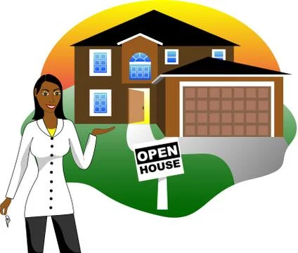 Open House with Agent Stock Illustration