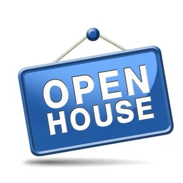 Open house blue sign Stock Illustration