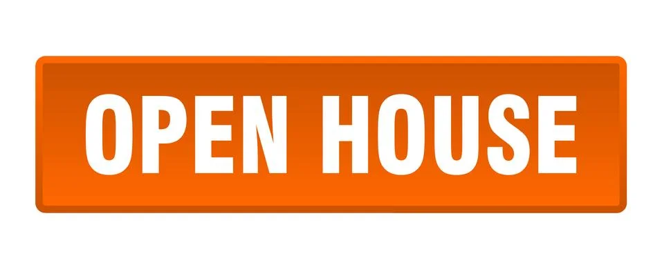 Open house button. open house square orange push button 스톡 일러스트