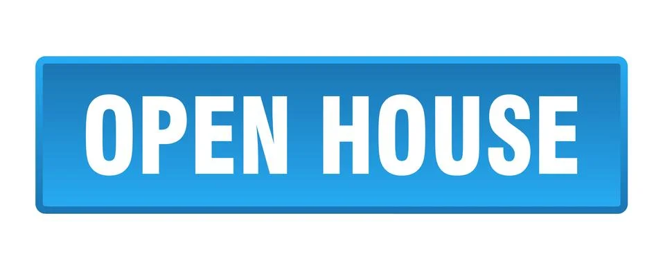 Open house button. open house square blue push button 스톡 일러스트