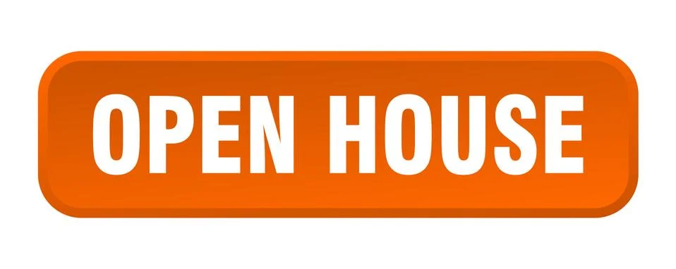 Open house button. open house square 3d push button 스톡 일러스트