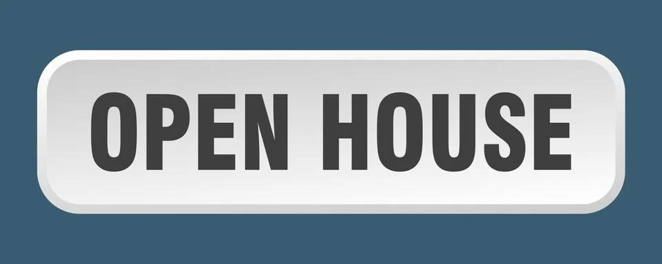 Open house button. open house square 3d push button 스톡 일러스트