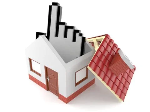 Open house with cursor Stock Illustration
