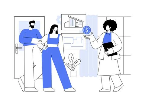 Open house isolated cartoon vector illustrations. Ilustración de archivo