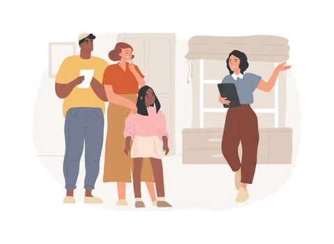 Open house isolated concept vector illustration. Illustrazione stock