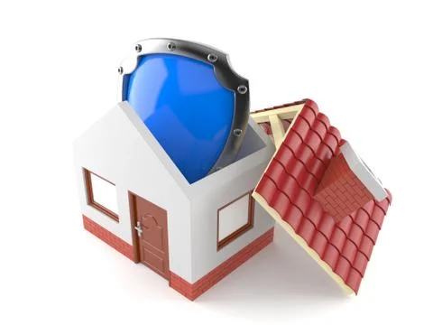 Open house with shield Ilustración de archivo