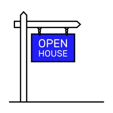 Open house sign placard vector icon set Stock Illustration