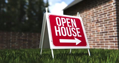 Open House Yard Sign in a 3D animation Stock Footage 251250895