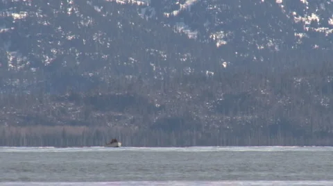 Open-Hulled Boat on Bay Stock Footage 2257485