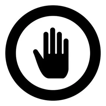 Open human hand black icon in circle Stock Illustration