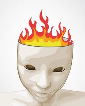 Open human mind with open fire of good creative ideas vector illustration Stock Illustration