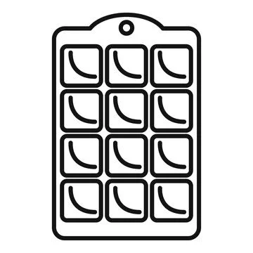 Open ice cube tray icon outline . Water container Stock Illustration