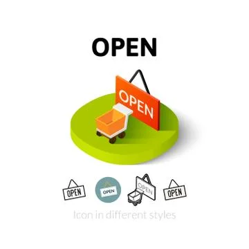 Open icon in different style Stock Illustration
