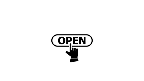Open icon. Digital hand cursor clicking "Open" button animation. Finger cur.. Video stock 322966484