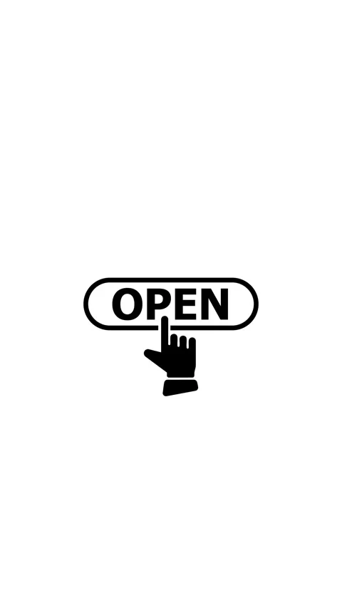 Open icon. Digital hand cursor clicking "Open" button animation. Finger cur.. Stock Footage 323805359