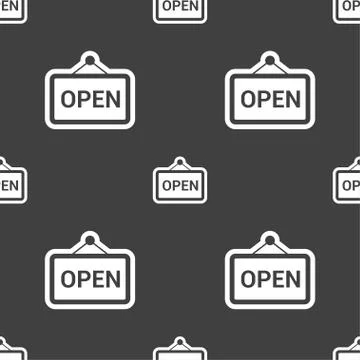 Open icon sign. Seamless pattern on a gray background. Vector Illustrazione stock
